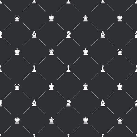 Dark seamless pattern with white chess icons for book endpaperのイラスト素材