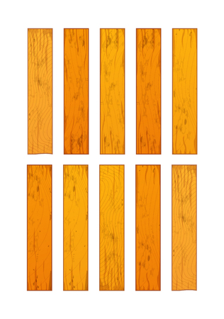 Set of ten realistic different wooden boards isolated on whiteのイラスト素材