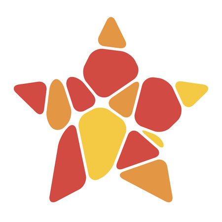 Bright orange complicated star isolated on whiteのイラスト素材
