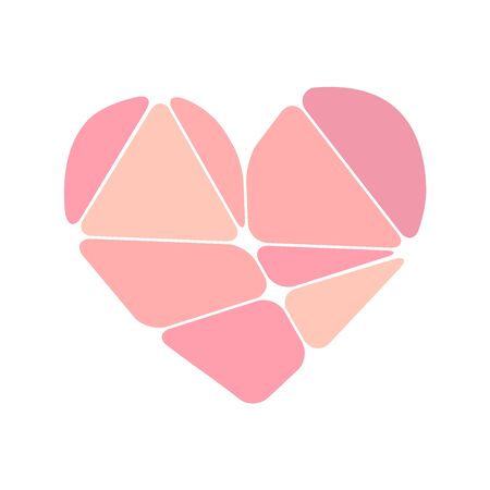 Complicated pink heart symbol made up of abstract forms isolated on whiteのイラスト素材
