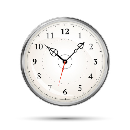 Realistic metal glossy clock isolated on whiteのイラスト素材