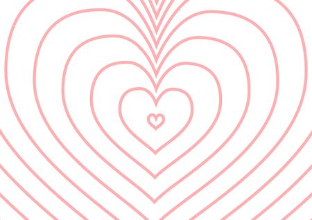 Infinity pink heart silhouette on white, a4 size horizontal illustrationのイラスト素材