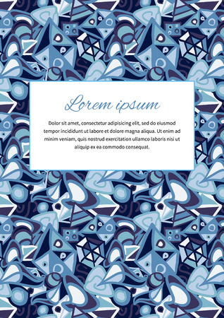 Cute card cover with abstract blue background and text space, a5 sizeのイラスト素材