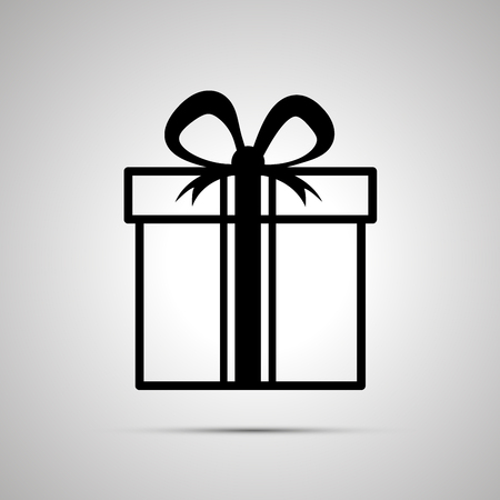 Gift simple black outline icon with shadowのイラスト素材