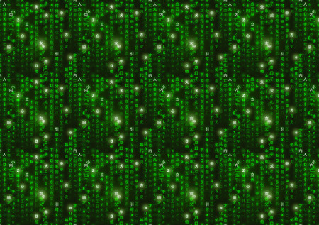 Green matrix symbols, digital binary code on dark background a4 sizeのイラスト素材