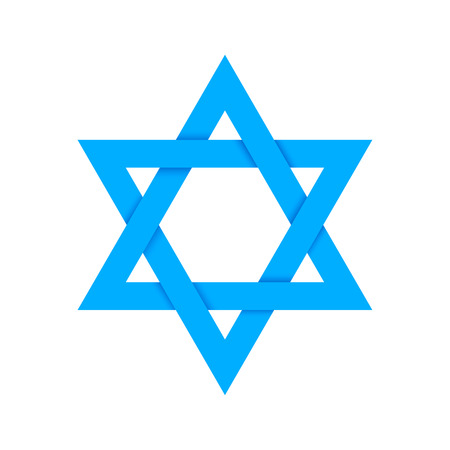 Blue star of David with shadow on intersections, isolated on whiteのイラスト素材