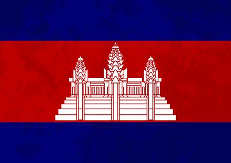 True proportions Cambodia flag with grunge textureのイラスト素材