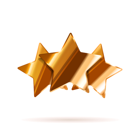 Three glossy bronze rating stars with shadow isolated on whiteのイラスト素材
