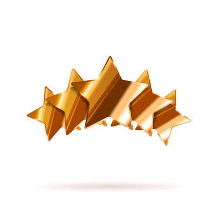 Five glossy bronze rating stars with shadow isolated on whiteのイラスト素材