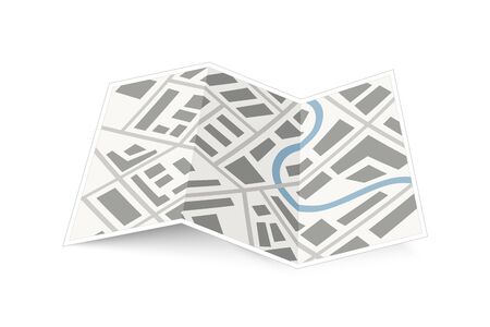 Folding map of the city with shadow isolated on whiteのイラスト素材