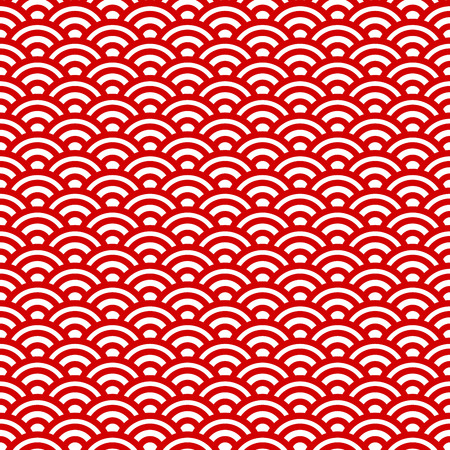 Red and white waves, japanese seamless patternのイラスト素材