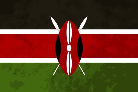 True proportions Kenya flag with grunge textureのイラスト素材