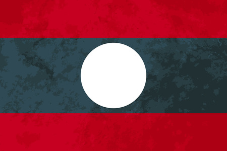 True proportions Laos flag with grunge textureのイラスト素材