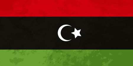 True proportions Libya flag with grunge textureのイラスト素材