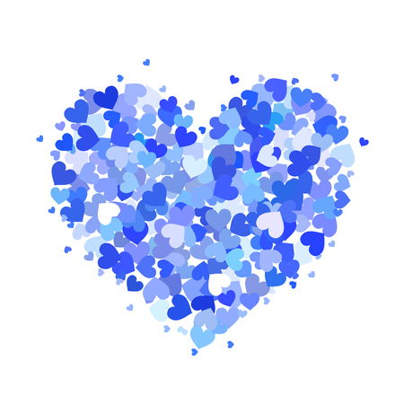 Heart made up of little blue and cyan hearts isolated on whiteのイラスト素材