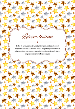 Retro card background with many stars and text template, a4 size vertical illustrationのイラスト素材