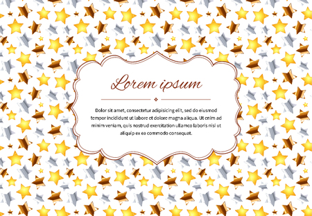 Retro card background with many stars and text template, a4 size horizontal illustrationのイラスト素材