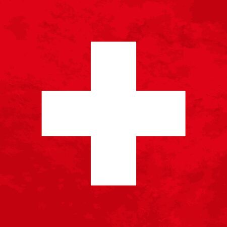 True proportions Switzerland flag with grunge textureのイラスト素材