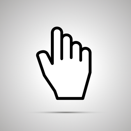 White computer cursor in hand shape, simple icon with shadowのイラスト素材