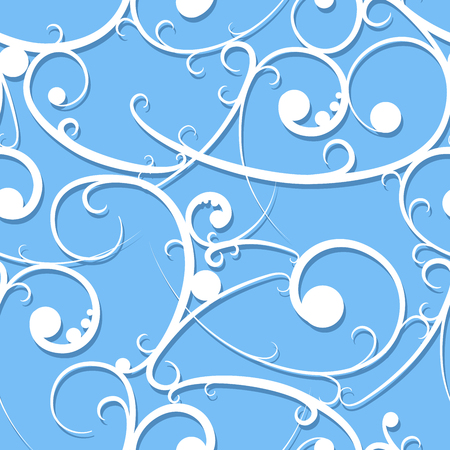 White baroque seamless pattern in victorian style on blueのイラスト素材