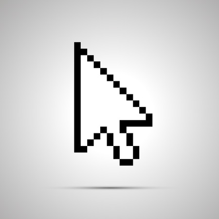 White pixelated computer arrow cursor, simple icon with shadowのイラスト素材