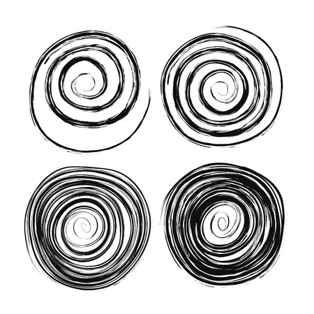 Set of different hand drawn swirls isolated on whiteのイラスト素材