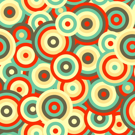Rings and circles in retro colours, seamless patternのイラスト素材