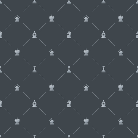 Dark gray luxury seamless pattern with chess symbolsのイラスト素材