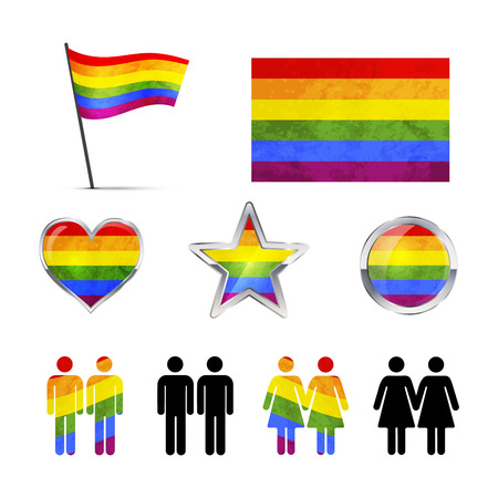 Set of gay couples icons isolated on whiteのイラスト素材
