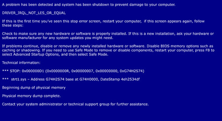 Blue screen of death, system crash report background