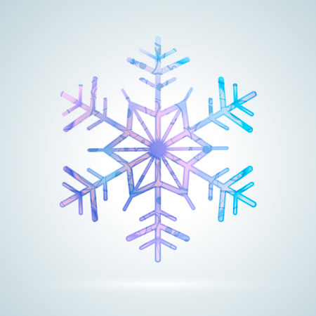 Bright colourful ice snowflake on light backgroundのイラスト素材