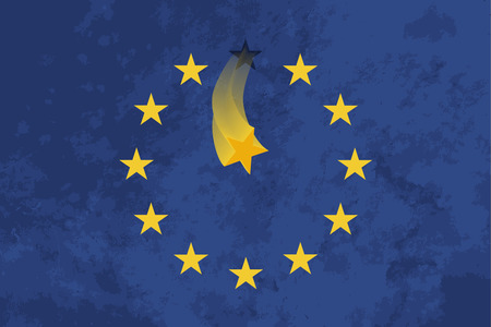 True proportions European Union flag with one falling star and grunge textureのイラスト素材