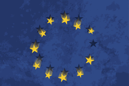 True proportions European Union flag with falling stars and grunge textureのイラスト素材