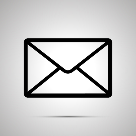 Simple black icon of envelope with shadow on light backgroundのイラスト素材