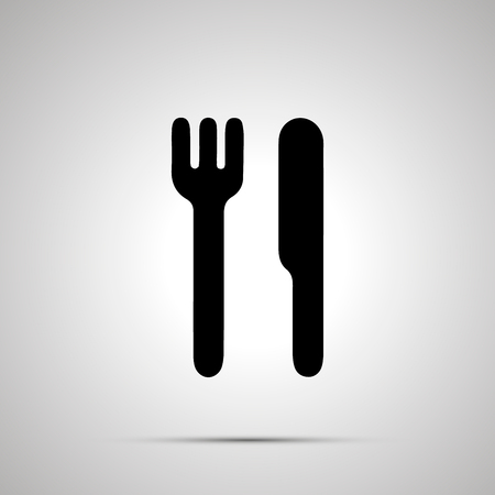 Knife and fork simple black icon with shadowのイラスト素材