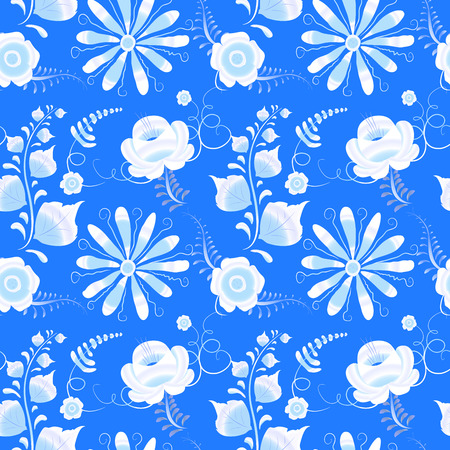 Russian gzhel vector seamless patternのイラスト素材