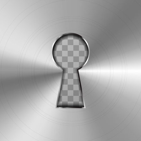 Simple keyhole in bright glossy metal plate on transparent backgroundのイラスト素材