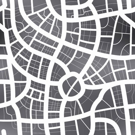 Black and white map of city, detailed seamless patternのイラスト素材