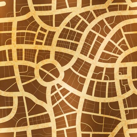 Antique city map on old textured paper, seamless patternのイラスト素材
