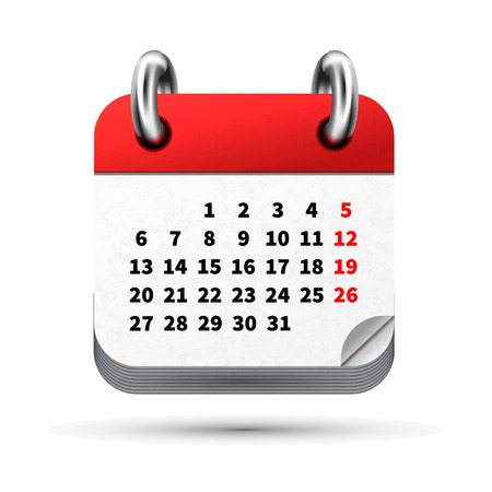 Bright realistic icon of month calendar with dates isolated vectorのイラスト素材