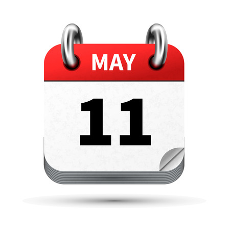 Bright realistic icon of calendar with 11 november date on whiteのイラスト素材