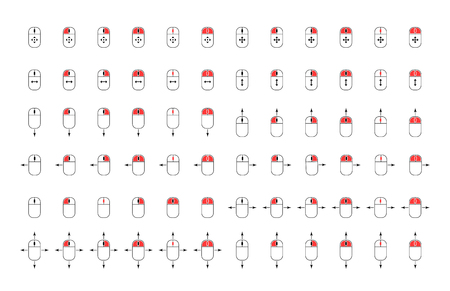 Set of computer mouse icons with move signs isolated on whiteのイラスト素材