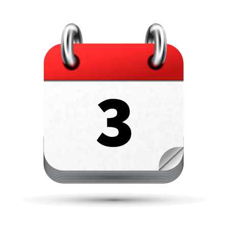 Bright realistic icon of calendar with 3rd date on white background.のイラスト素材