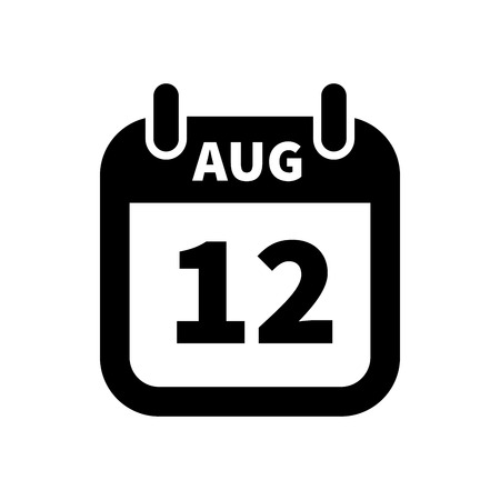 Simple black calendar icon with 12 august dateのイラスト素材