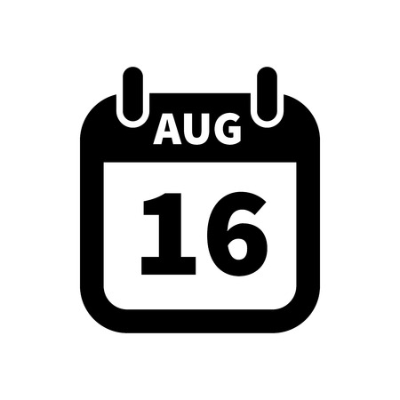 Simple black calendar icon with 16 august dateのイラスト素材