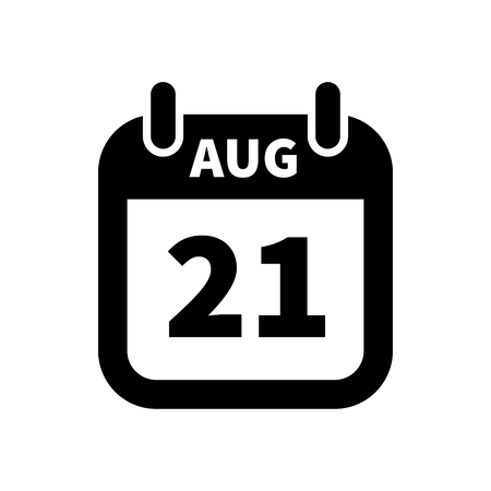 Simple black calendar icon with 21 august dateのイラスト素材
