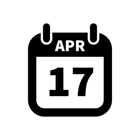 Simple black calendar icon with 17 april date on whiteのイラスト素材