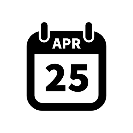 Simple black calendar icon with 25 april date on whiteのイラスト素材