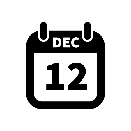 Simple black calendar icon with 12 december date on whiteのイラスト素材