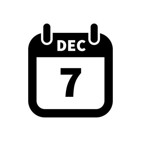Simple black calendar icon with 7 december date on whiteのイラスト素材